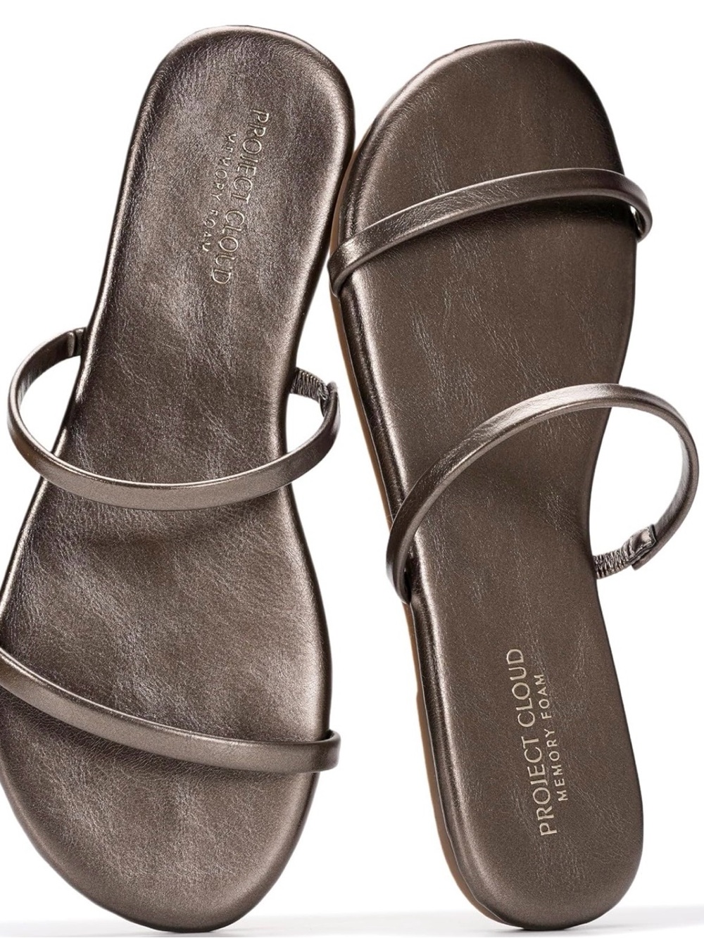 Project Cloud Metallic Bronze Double-Strap Slide Sandals
